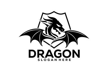 Dragon Shield Logo Icon, Dragon Logo Template, Dragon logo Vector illustration