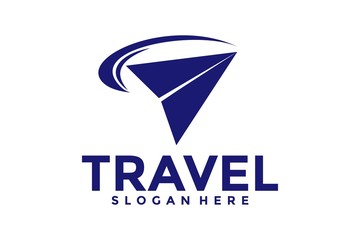 Paper Airplane Travel logo vector, Travel logo icon design template
