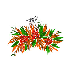 autumn wreath with a bird