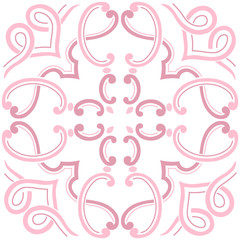 Ornament swirls, circles, ovals, pink color