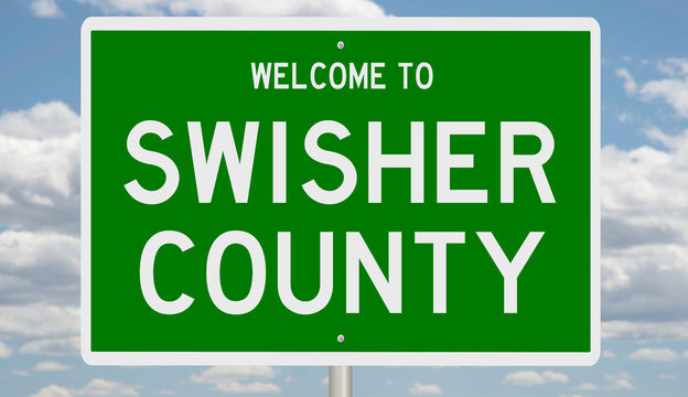 Rendering of a green 3d highway sign for Swisher County