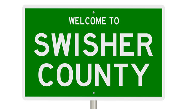 Rendering of a green 3d highway sign for Swisher County