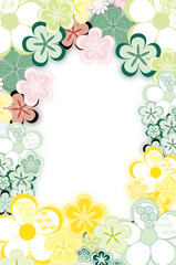 年賀状テンプレート着物柄黄色と緑の年賀状素材