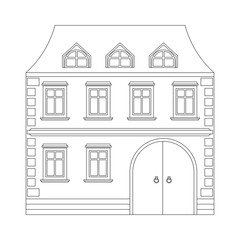 Two-storey residential house. Building outline icon