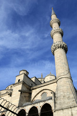 Fototapeta na wymiar Exterior view of the Sultan Ahmed Mosque in Istanbul, Turkey, popularly known as the Blue Mosque