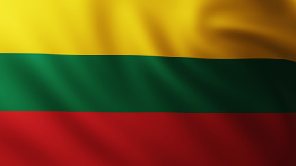 Large Lithuanian Flag background in the wind