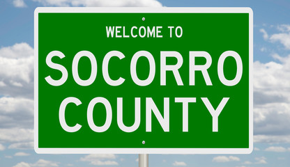 Rendering of a green 3d highway sign for Socorro County
