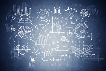 Obraz premium Business plan sketch drawn on concrete wall