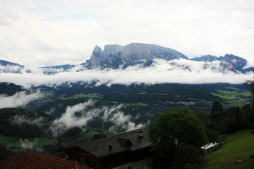 Clouds over a valley in the Dolomites