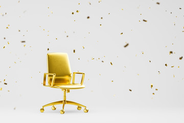 Gold office chair as symbol of success
