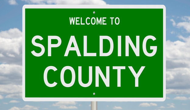 Rendering Of A Green 3d Highway Sign For Spalding County