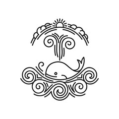 Vignette in vintage style. Line art on white background.