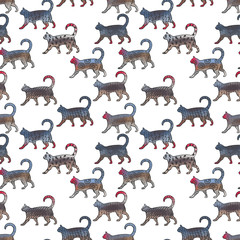 Obraz premium Digital background drawing of Funny multicolored cats