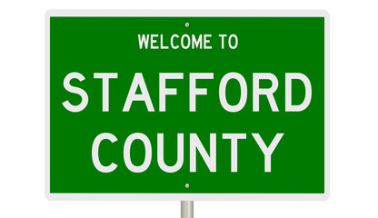 Rendering of a green 3d highway sign for Stafford County