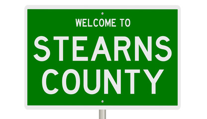 Rendering of a green 3d highway sign for Stearns County