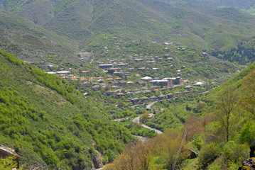Fototapeta na wymiar Tumanyan village. View from Kobayr Monastery. Lori Region, Armenia.