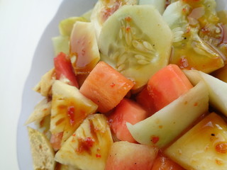 lotis buah or rujak (sweat, sour, spicy and fresh). fruit with hot chili paste. indonesian traditional fruit salad