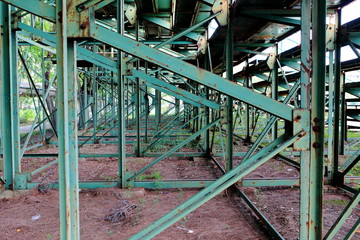 Fototapeta na wymiar Below the structure of the grandstand for sitting and watching sports,ant's eye view