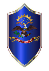North Dakota State Flag On A Crusader Style Shield