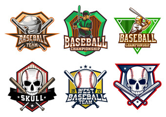 stock vector baseball emblem set. sports logo collection illustration