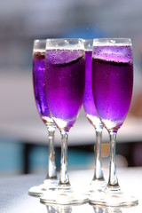glasses of champagne on black background