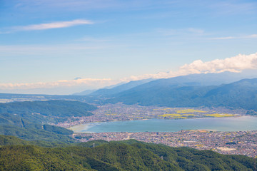 Fototapeta premium 高ボッチ高原から諏訪湖を望む