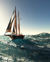 Fototapeta na wymiar sailboat sailing in the sea