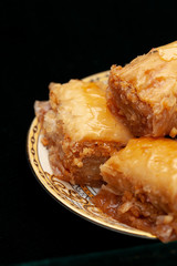 Close up photo of Delicious Turkish Baklava served on a plate