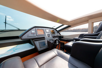 Interior shot of the bridge of the boat