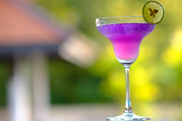 Margarita cocktails on counter background 