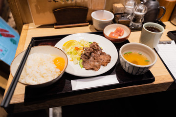 Japanese beef rice bowl breakfast