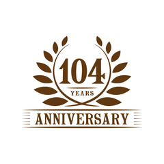 104 years logo design template. One hundred fourth anniversary vector and illustration.