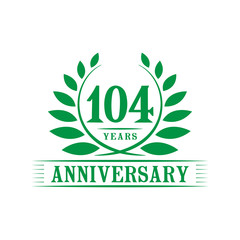 104 years logo design template. One hundred fourth anniversary vector and illustration.