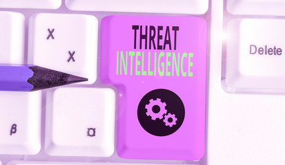 Handwriting text writing Threat Intelligence. Conceptual photo analyzed and refined information about potential attacks