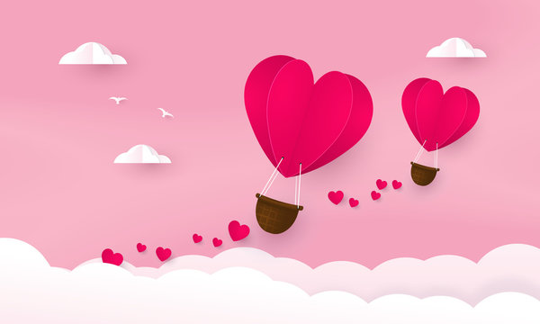 Heart air balloons. Love and valentines day.