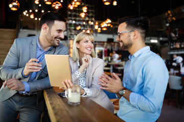 Successful company with happy employees in modern office