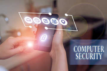 Word writing text Computer Security. Business photo showcasing protection of computer systems from theft or damage