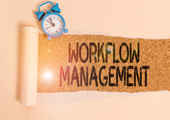 Writing note showing Workflow Management. Business concept for the execution and automation of...