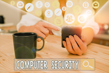 Word writing text Computer Security. Business photo showcasing protection of computer systems from theft or damage