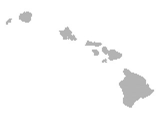 Abstract dotted polka dot pixel particle map of Hawaii