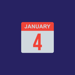 calendar - January 4 icon illustration isolated vector sign symbol