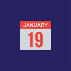 calendar - January 19 icon illustration isolated vector sign symbol