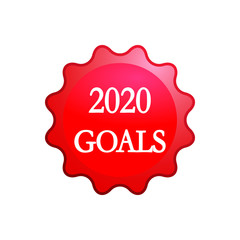 2020 GOALS word written in red ribbon stamp