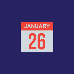calendar - January 26 icon illustration isolated vector sign symbol