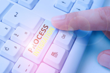 Writing note showing Process Integration. Business concept for sharing of data and events between...