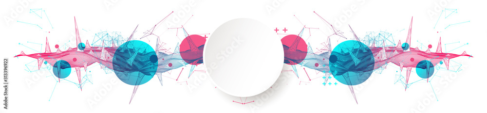Wall mural wireframe science background with plexus effect. futuristic vector illustration.