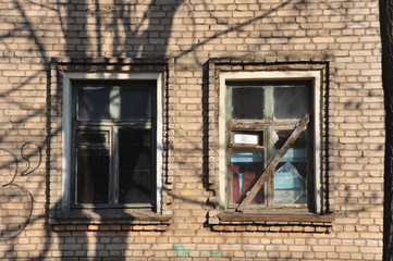 old windows in the wall
