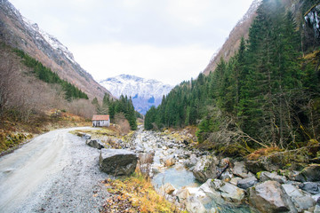 river with mountains in odda