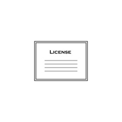 Vector license certificate icon on white isolated background.