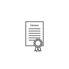 Vector license certificate icon on white isolated background.